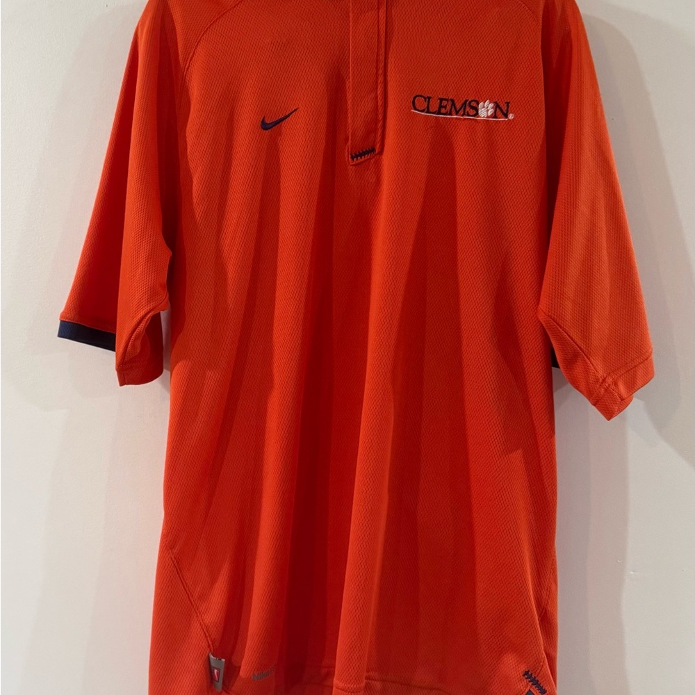 Nike‎ Team Clemson Tigers Orange Quarter Zip Performance Shirt Mens fit dry